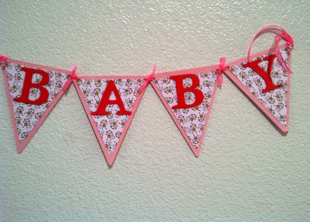 BABY Banner - Pink Monkey